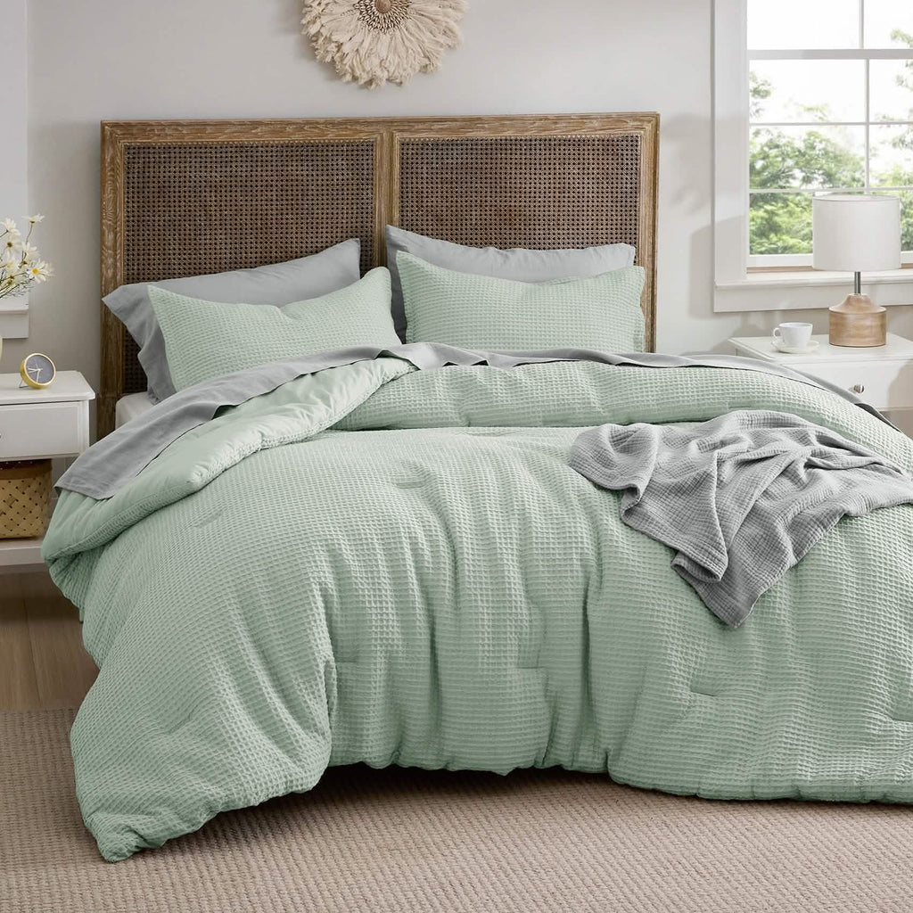 Bed Comforter, Cotton Waffle Weave Set, Breathable Construction for Everyday Bedding and Comfortable Sleep, 5 Sizes and 12 Colors image 26
