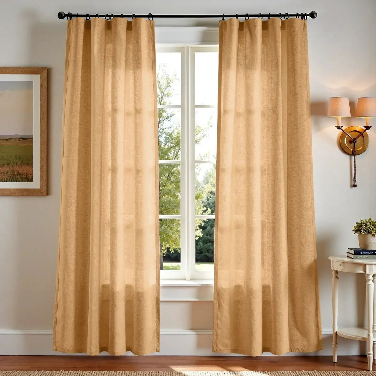 Window Curtain, Solid Linen Blend 3 in 1 Curtains (2 Panels), Lightweight Design for Bedrooms, Living Rooms and Home Privacy image 26