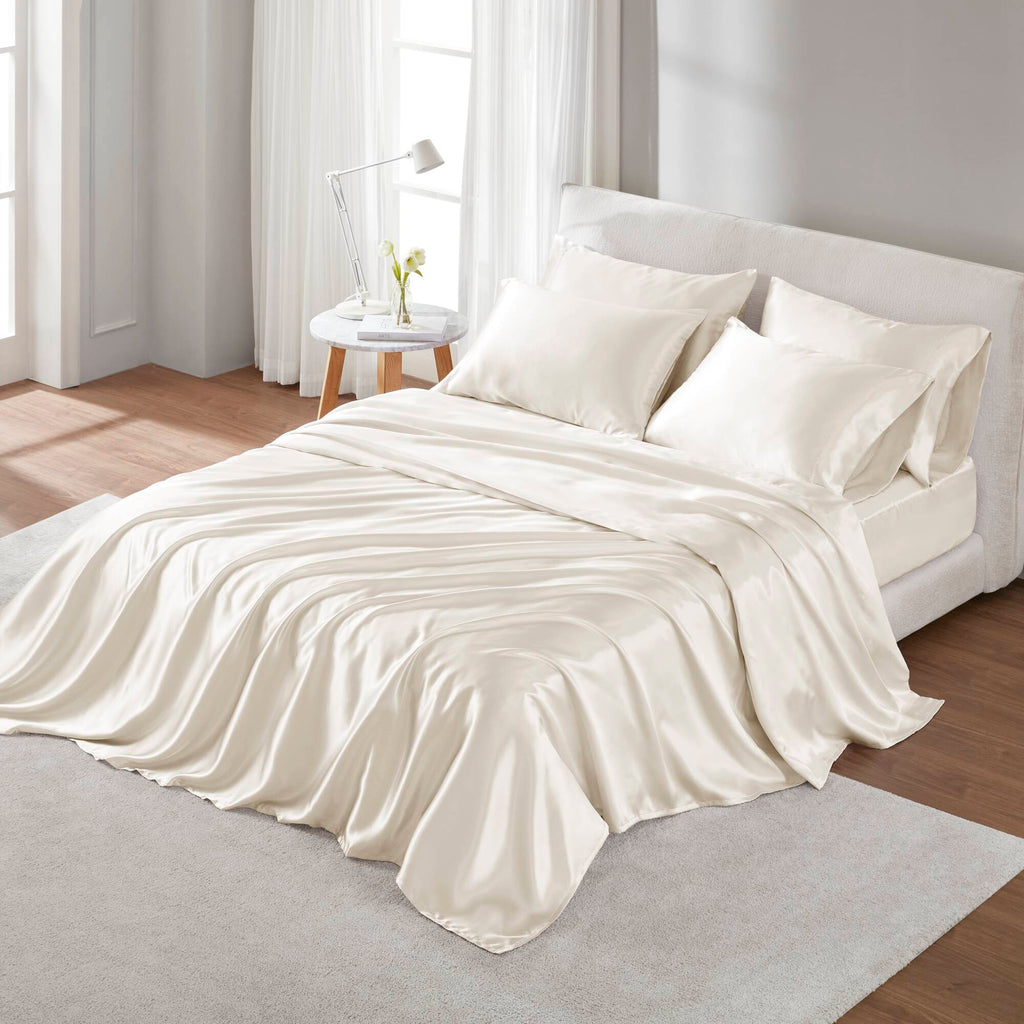 Bed Sheet Set, Satin for Master Bedrooms, Guest Beds and Daily Use, 6 Sizes and 12 Colors, Designed for Everyday Home Use image 26
