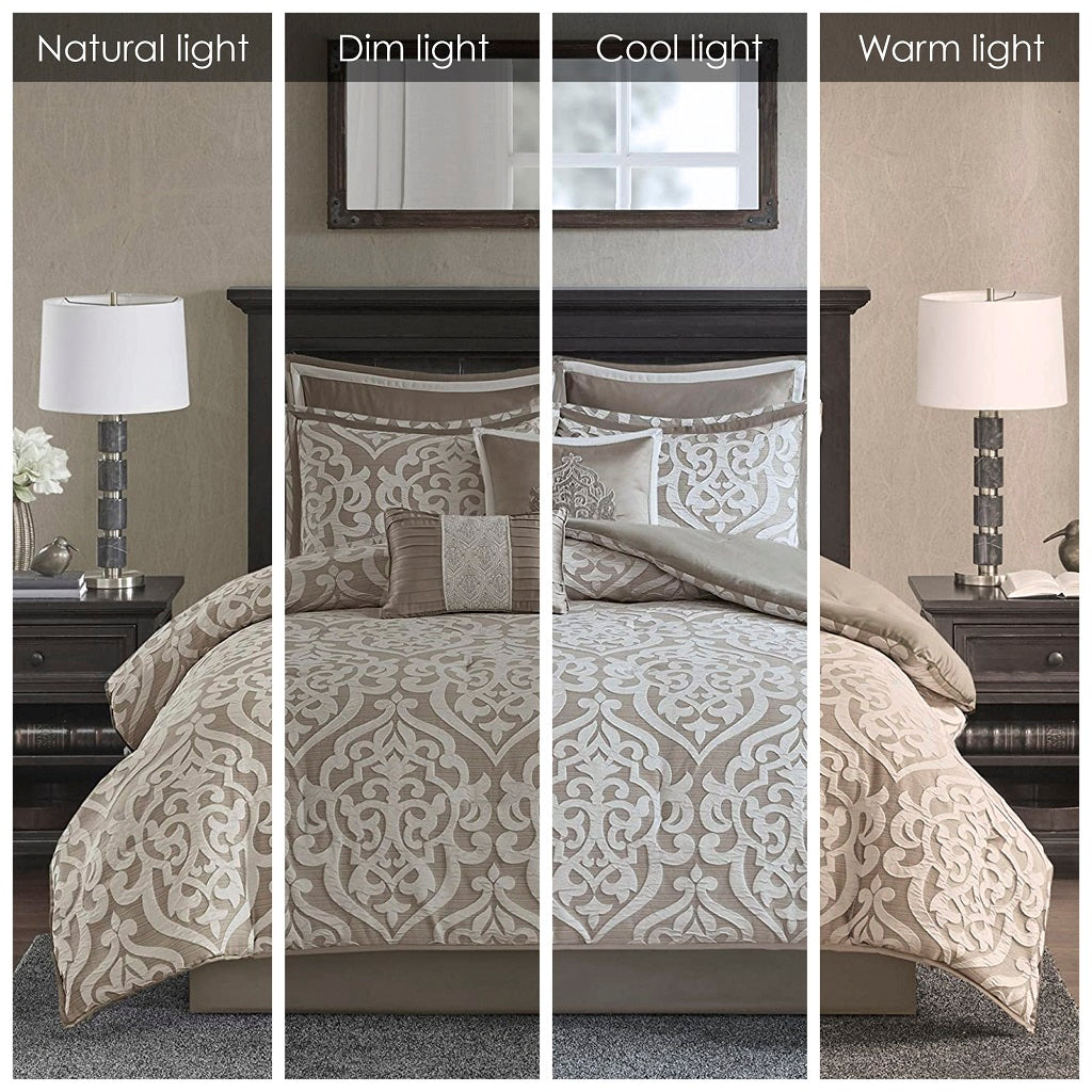Bed Comforter, Odette 8 Piece Jacquard Set, Machine-Washable Care, Hypoallergenic Comfort for Year-Round Bedroom Comfort and Restful Sleep image 26