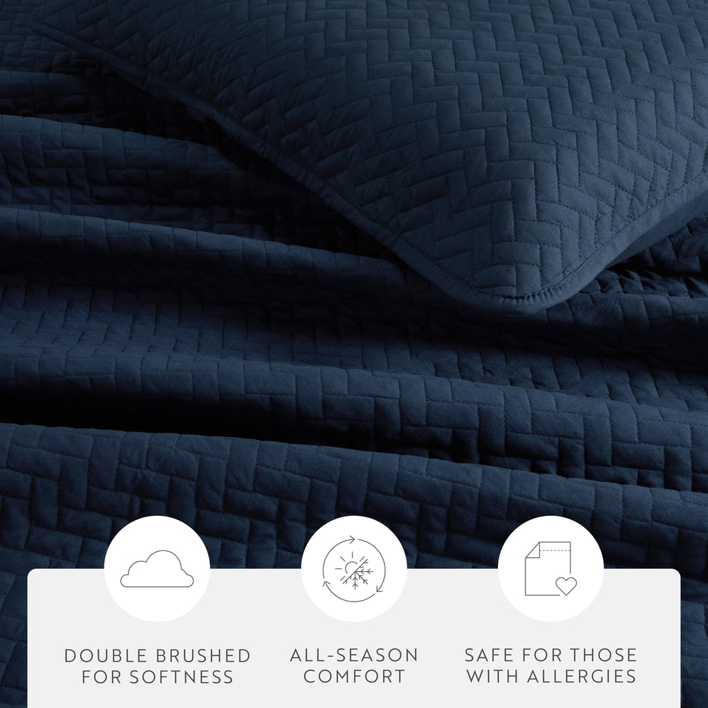 Quilted Coverlet Set, 3 Piece Herringbone for Guest Bedrooms, Layered Beds and Everyday Bedding, 3 Sizes and 6 Colors image 26