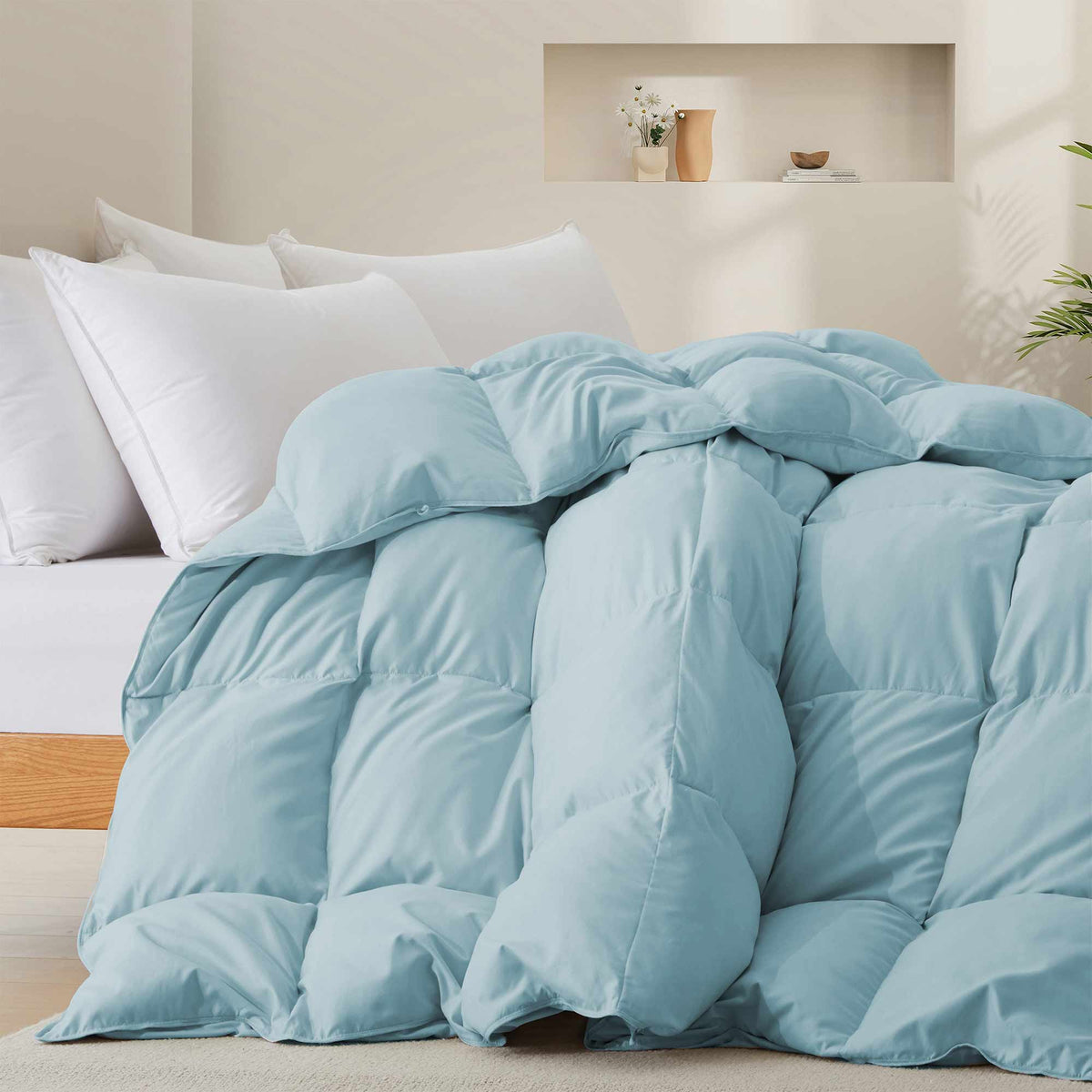 Down & Feather Comforter, Goose, Lightweight Design, Machine-Washable Care for Everyday Bedding and Comfortable Sleep, 4 Sizes and 8 Colors image 26