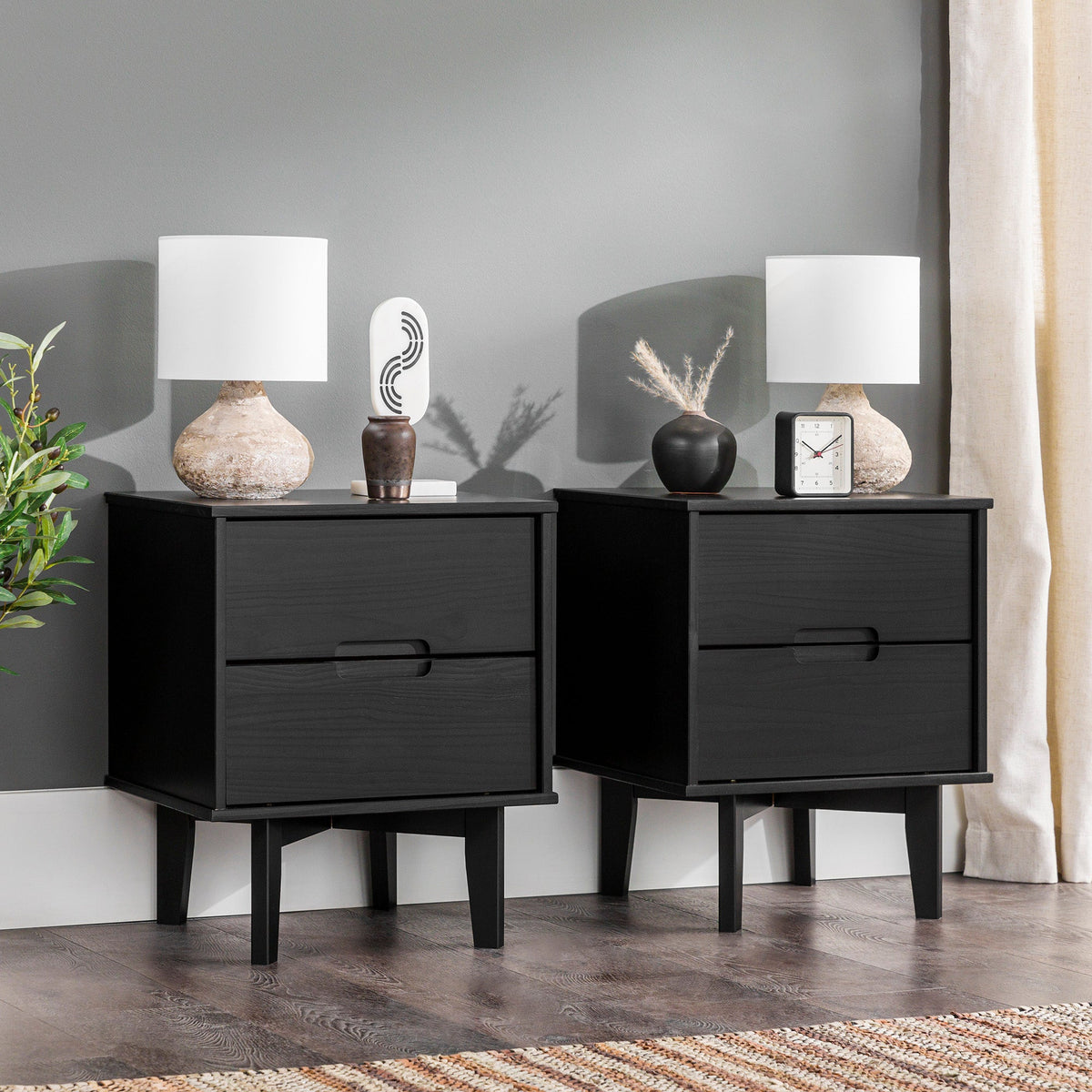 Nightstand, Sloane Mid Century Modern Solid Wood, Lightweight Design for Bedside Storage, Bedroom Organization and Guest Rooms image 26