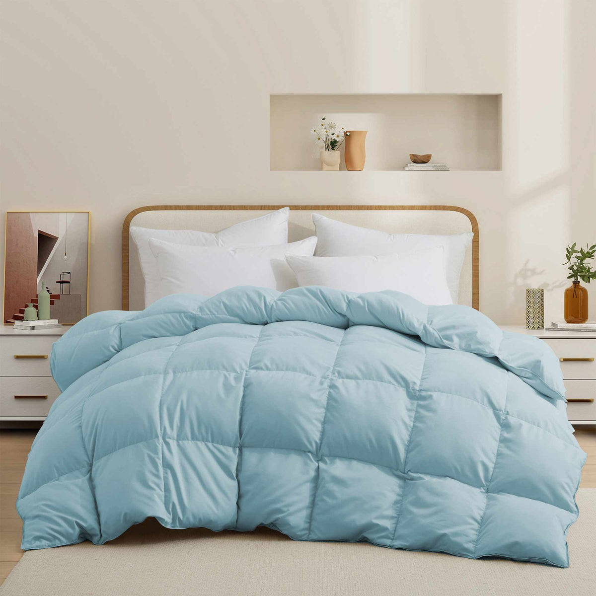 Down & Feather Comforter, Goose, Lightweight Design, Machine-Washable Care for Everyday Bedding and Comfortable Sleep, 4 Sizes and 8 Colors image 27