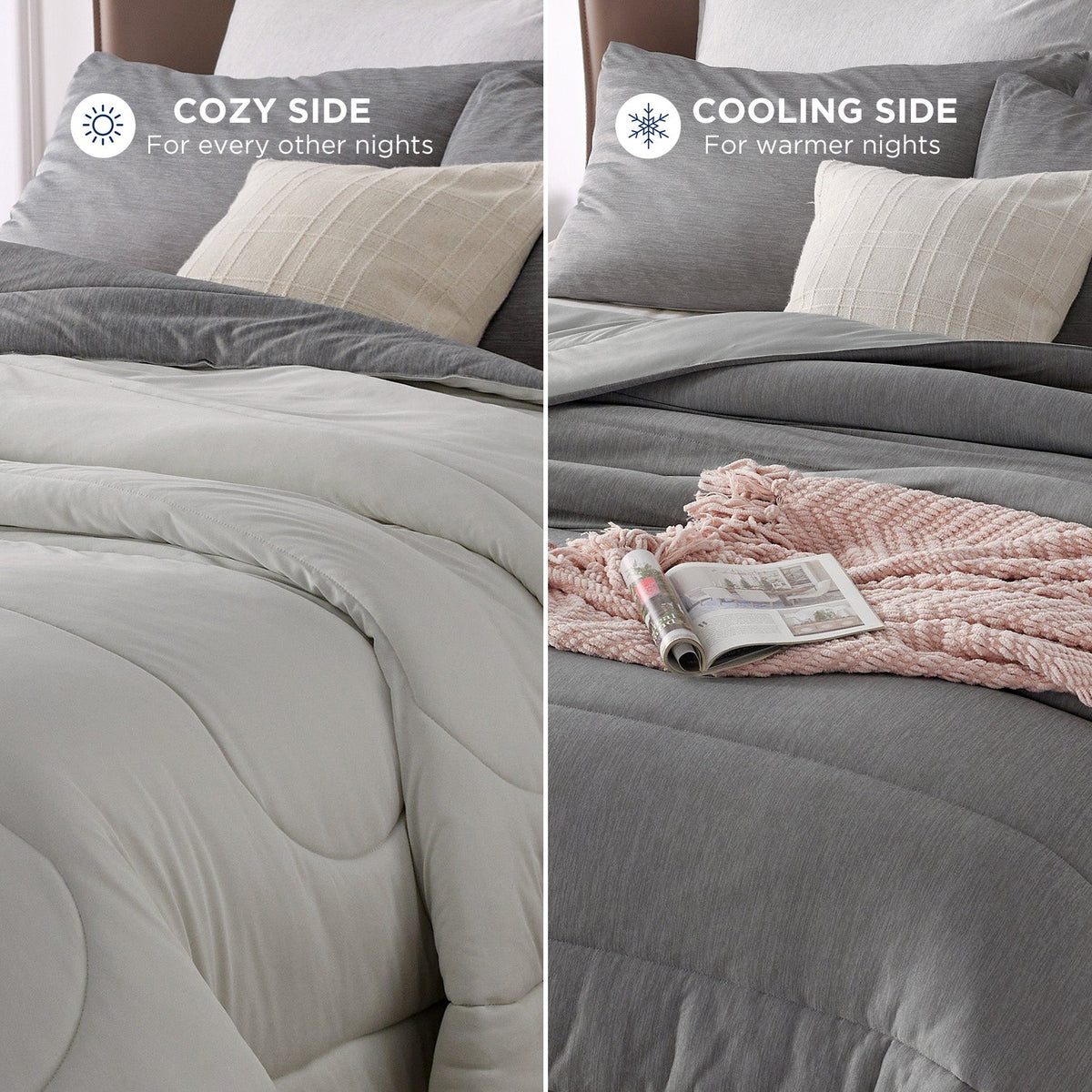 Bed Comforter, Reversible Warm and Cooling Set, Breathable Construction for Year-Round Bedroom Comfort and Restful Sleep image 27