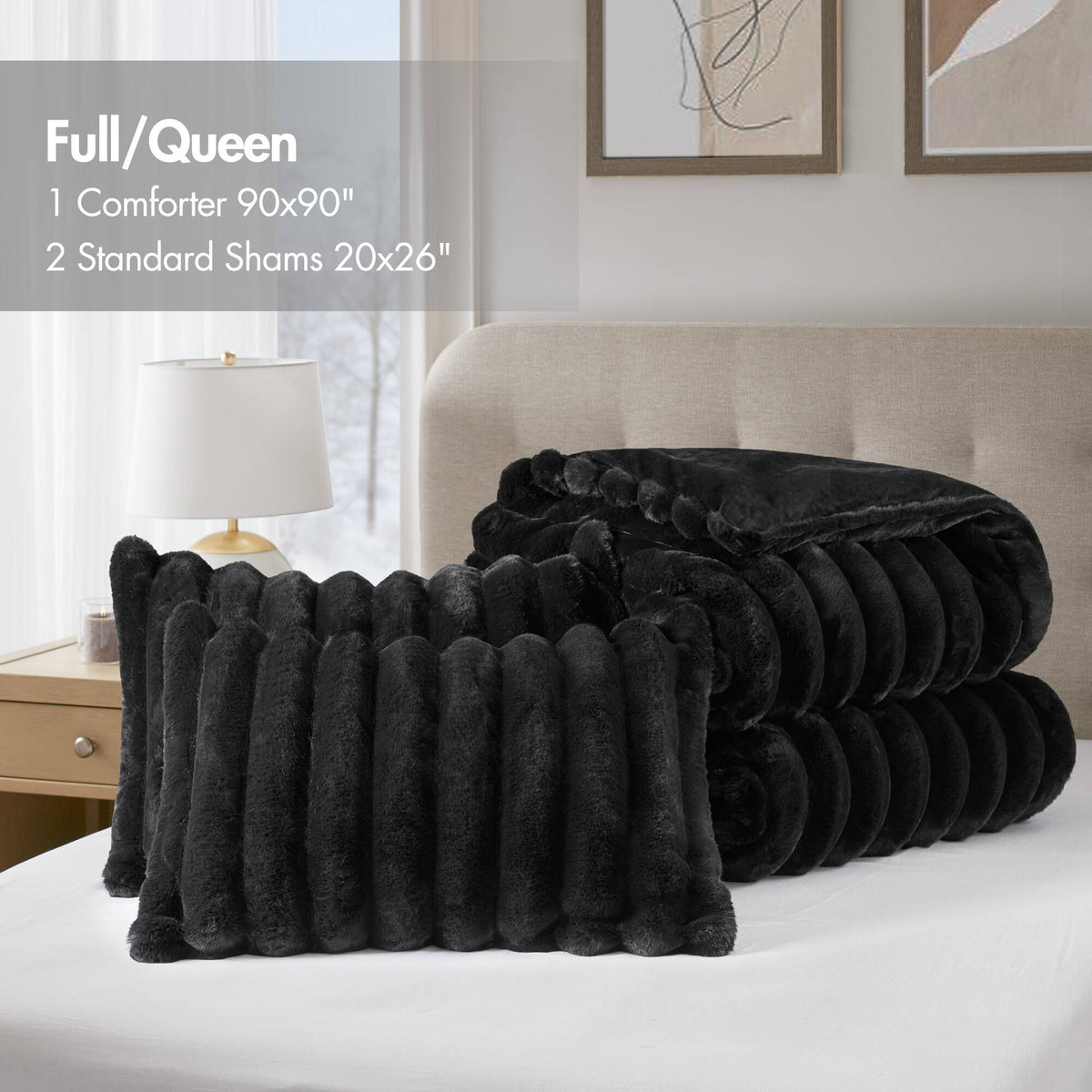 Bed Comforter, Jasmine Ultrasoft Faux Fur Ribbed Set, Lightweight Design for Year-Round Bedroom Comfort and Restful Sleep image 27