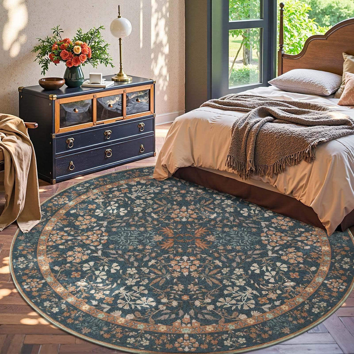 Area Rug, Vintage Foliage Floral, Lightweight Design, Non-Slip Design for Hallways, Dining Spaces and Home Decor, 19 Sizes and 4 Colors image 27