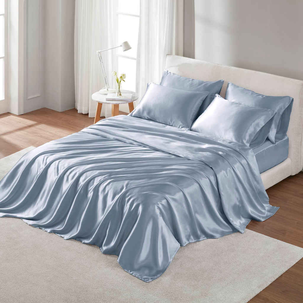 Bed Sheet Set, Satin for Master Bedrooms, Guest Beds and Daily Use, 6 Sizes and 12 Colors, Designed for Everyday Home Use image 27