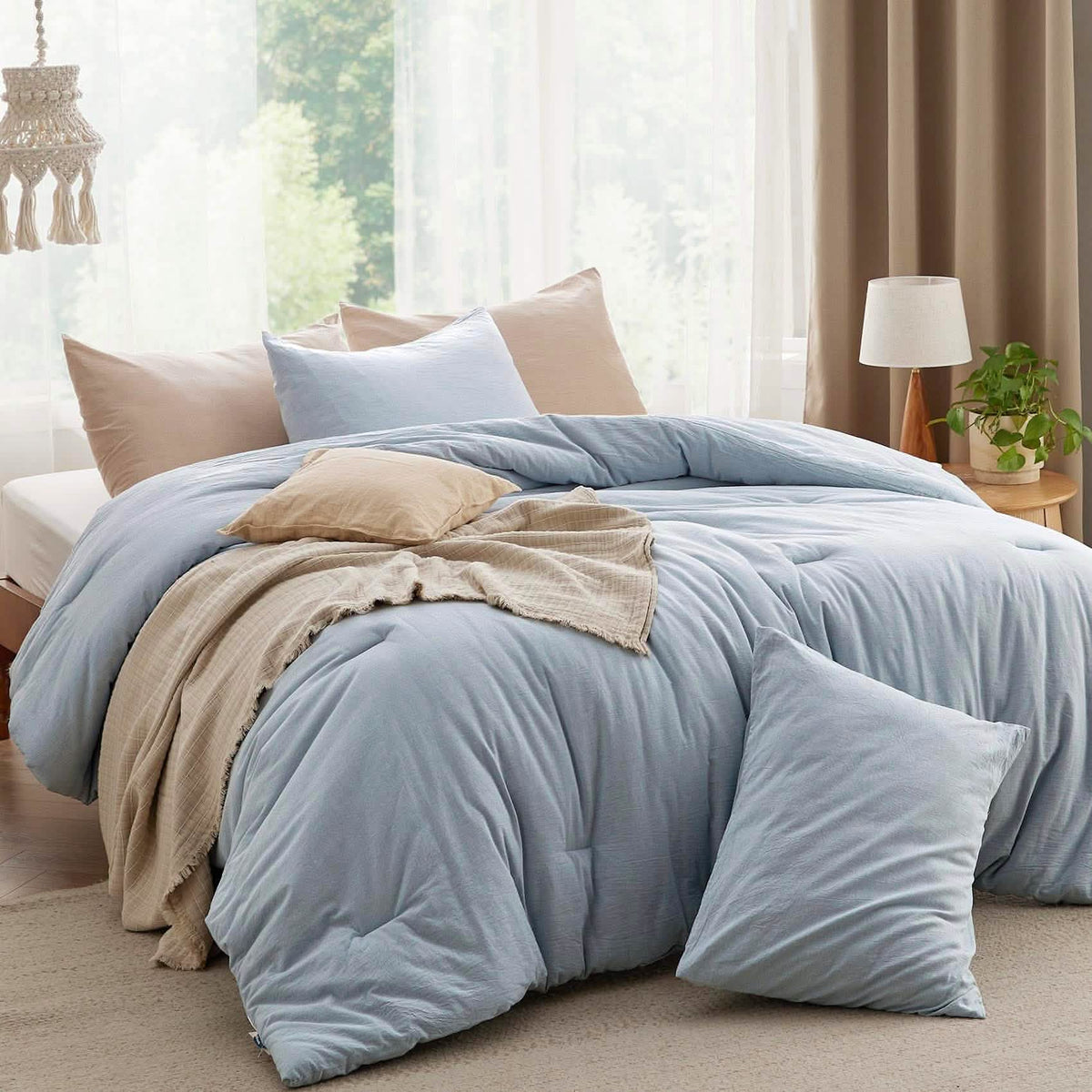 Bed Comforter, Prewashed Cotton Set for Year-Round Bedroom Comfort and Restful Sleep, 5 Sizes and 12 Colors image 27