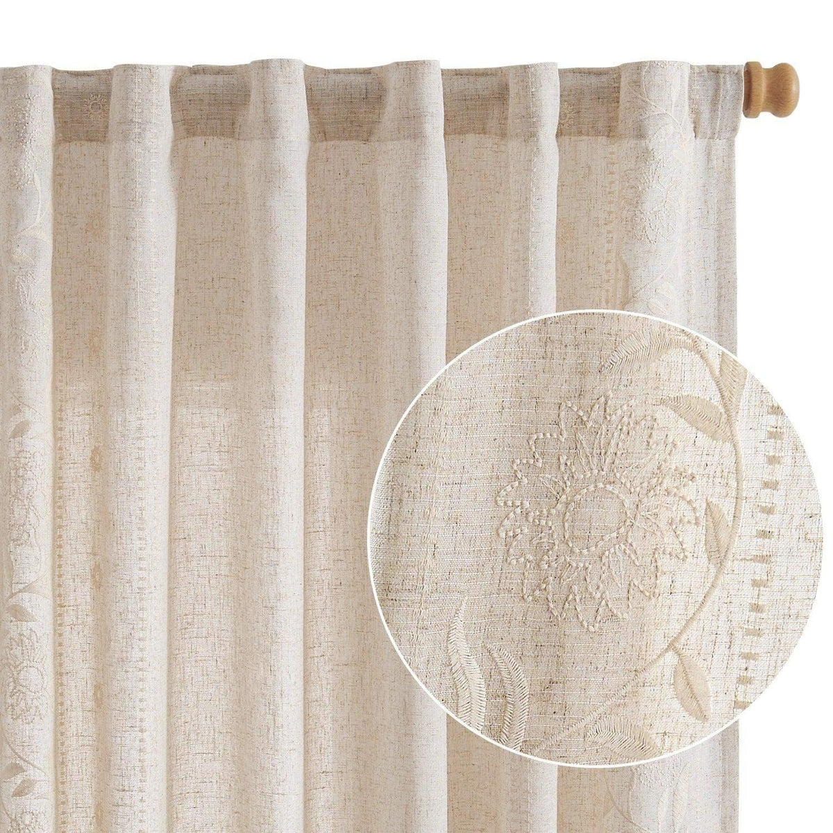 Window Curtain, Hydrangea Embroidered Linen Curtains (2 for Bedrooms, Living Rooms and Home Privacy, 6 Sizes and 6 Colors image 27