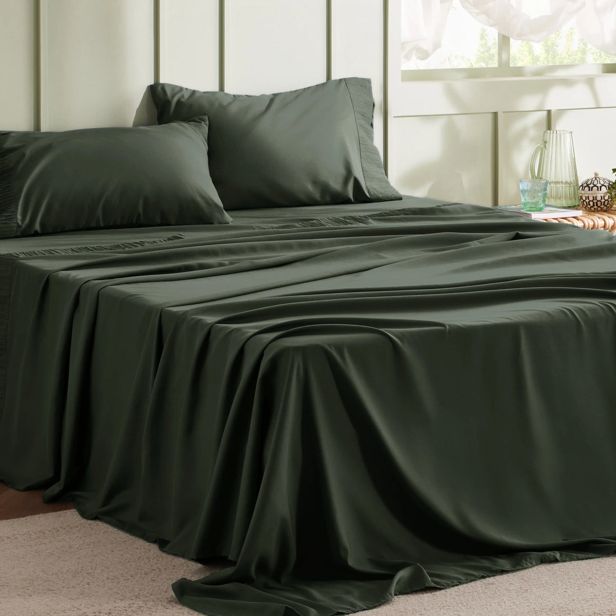 Bed Sheet Set, Ruched, Cooling Comfort, Breathable Construction for Master Bedrooms, Guest Beds and Daily Use, 7 Sizes and 14 Colors image 27