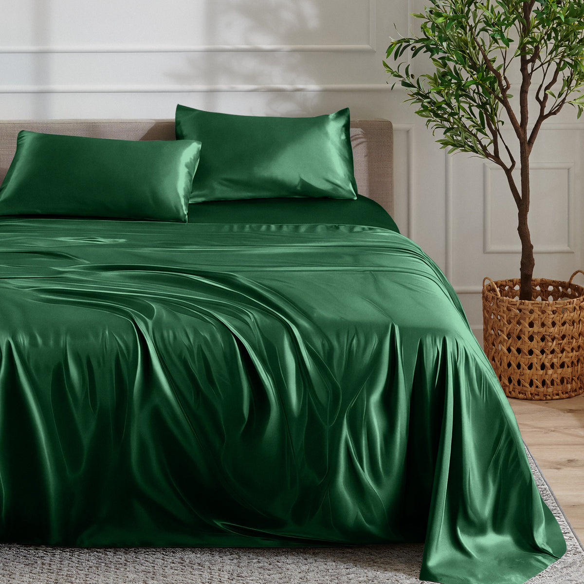 Bed Sheet Set, Satin for Everyday Bedroom Comfort and Guest Rooms, 7 Sizes and 6 Colors, Designed for Everyday Home Use image 28