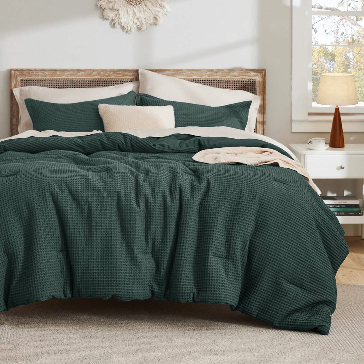 Bed Comforter, Cotton Waffle Weave Set, Breathable Construction for Everyday Bedding and Comfortable Sleep, 5 Sizes and 12 Colors image 28