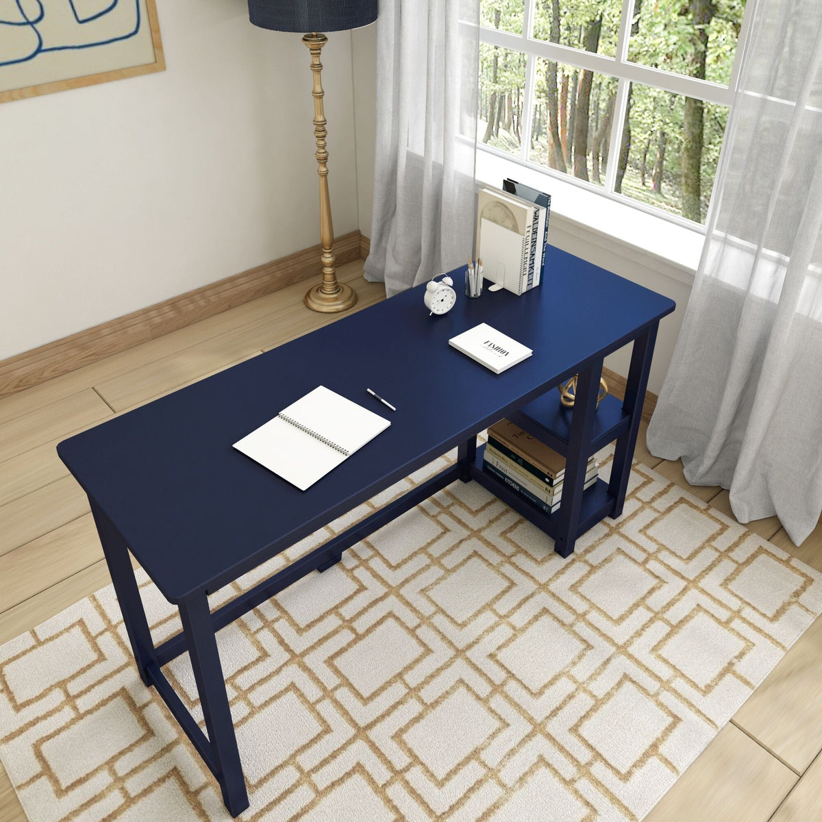 Computer Desk, 55", Solid Wood Construction for Home Offices, Computer Work and Study Spaces, 3 Color Options image 28