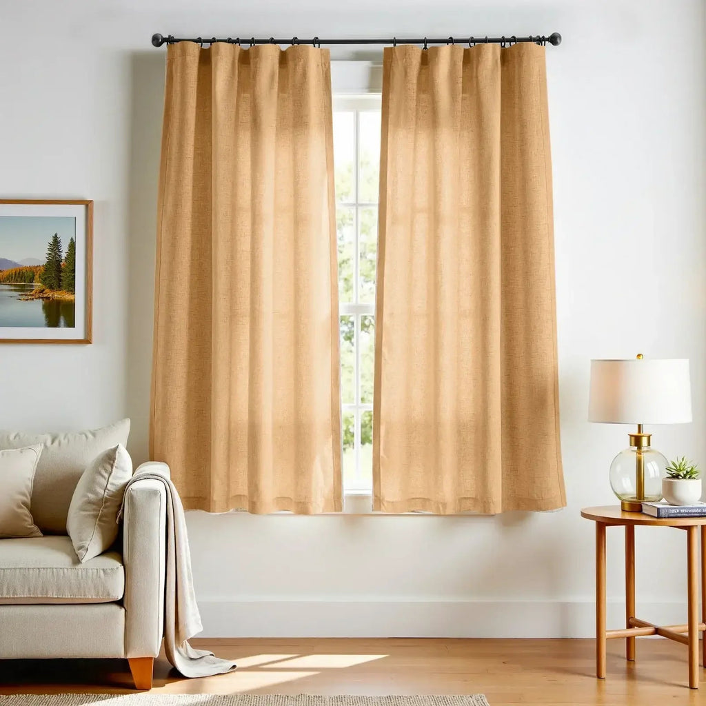 Window Curtain, Solid Linen Blend 3 in 1 Curtains (2 Panels), Lightweight Design for Bedrooms, Living Rooms and Home Privacy image 28