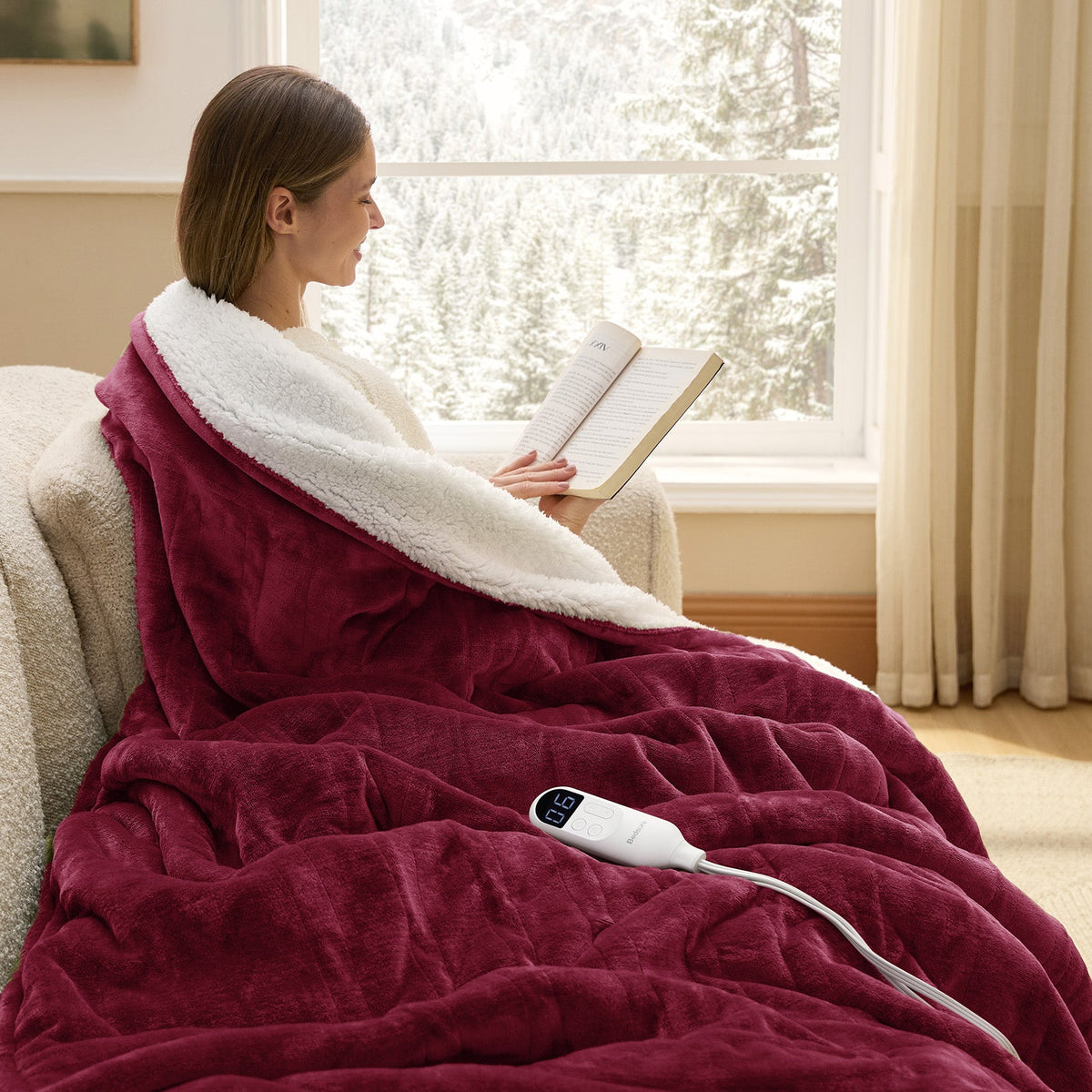 Cozy Throw Blanket, Solid Flannel Heated for Sofas, Beds and Relaxing at Home, 5 Sizes and 11 Colors image 28
