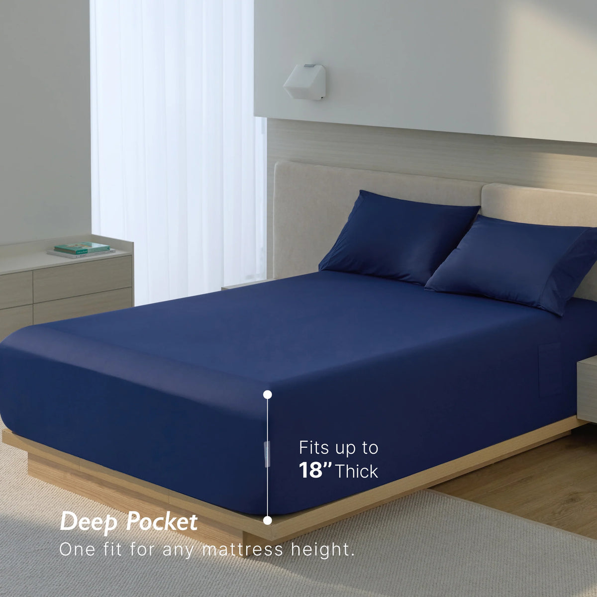 Fitted Sheet, Cooling, Breathable Construction for Everyday Bedding, Bedroom Layering and Guest Beds, 2 Sizes and 4 Colors image 28
