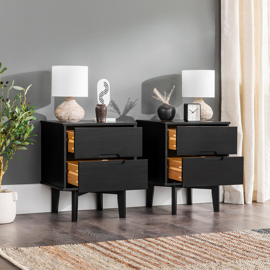 Nightstand, Sloane Mid Century Modern Solid Wood, Lightweight Design for Bedside Storage, Bedroom Organization and Guest Rooms image 28