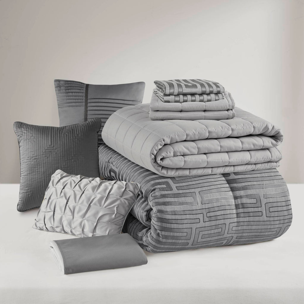 Bed Comforter, Royce 10 Piece Luxury Jacquard Set, Lightweight Design, Machine-Washable Care for Everyday Bedding and Comfortable Sleep image 28