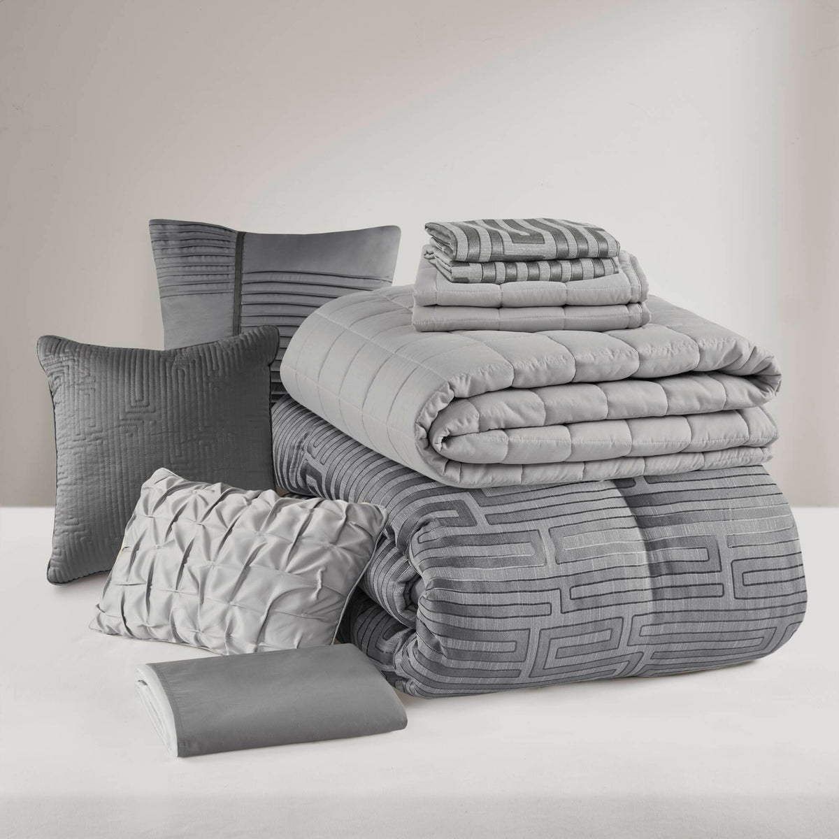 Bed Comforter, Royce 10 Piece Luxury Jacquard Set, Lightweight Design, Machine-Washable Care for Everyday Bedding and Comfortable Sleep image 28