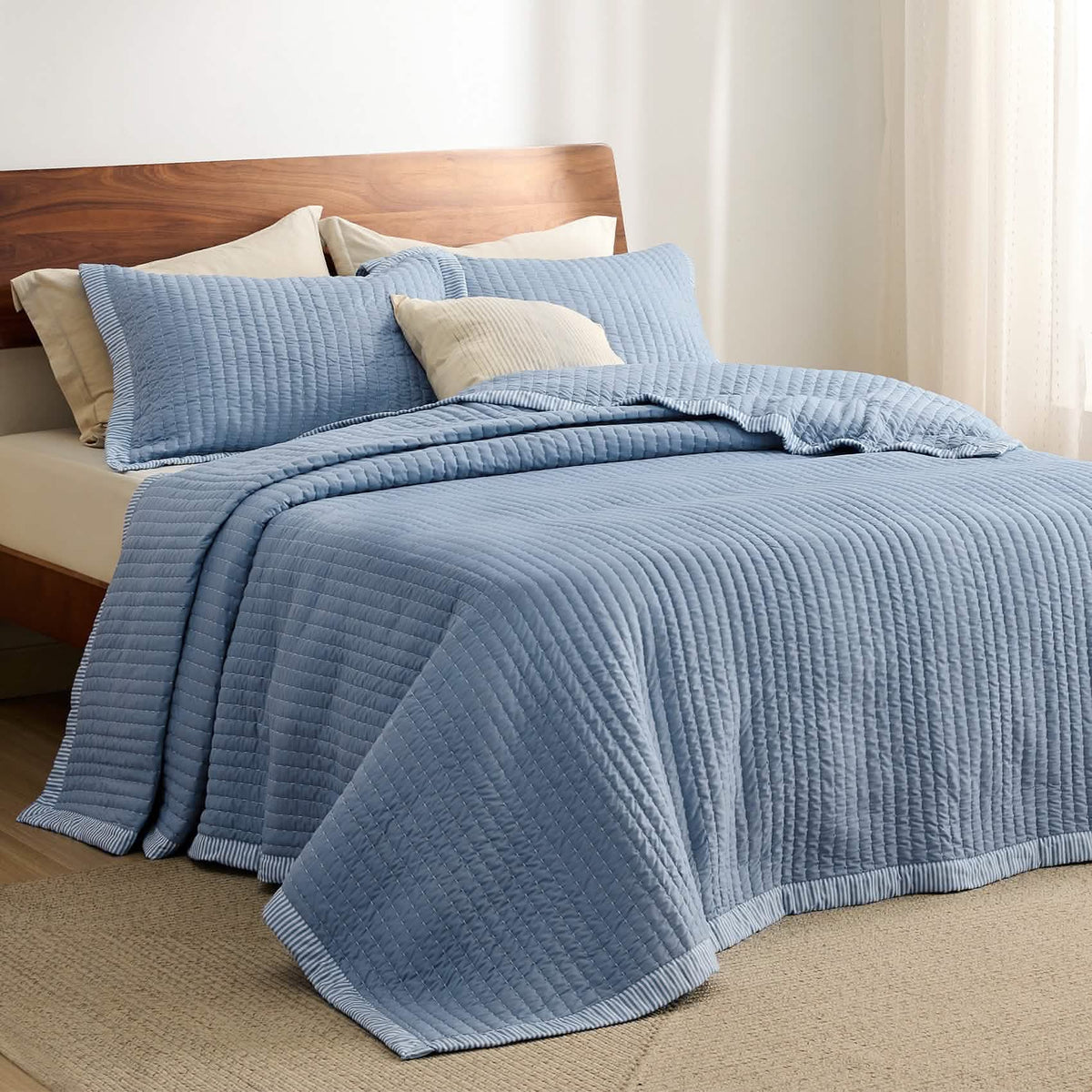 Cozy Throw Blanket, Corduroy Pattern Quilt Set, Breathable Construction for Living Rooms, Bedrooms and Everyday Lounging image 28