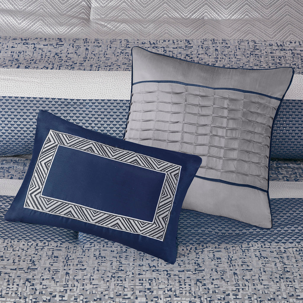 Bed Comforter, Rhapsody 7 Piece Jacquard Set, Machine-Washable Care for Year-Round Bedroom Comfort and Restful Sleep, 3 Sizes and 3 Colors image 28