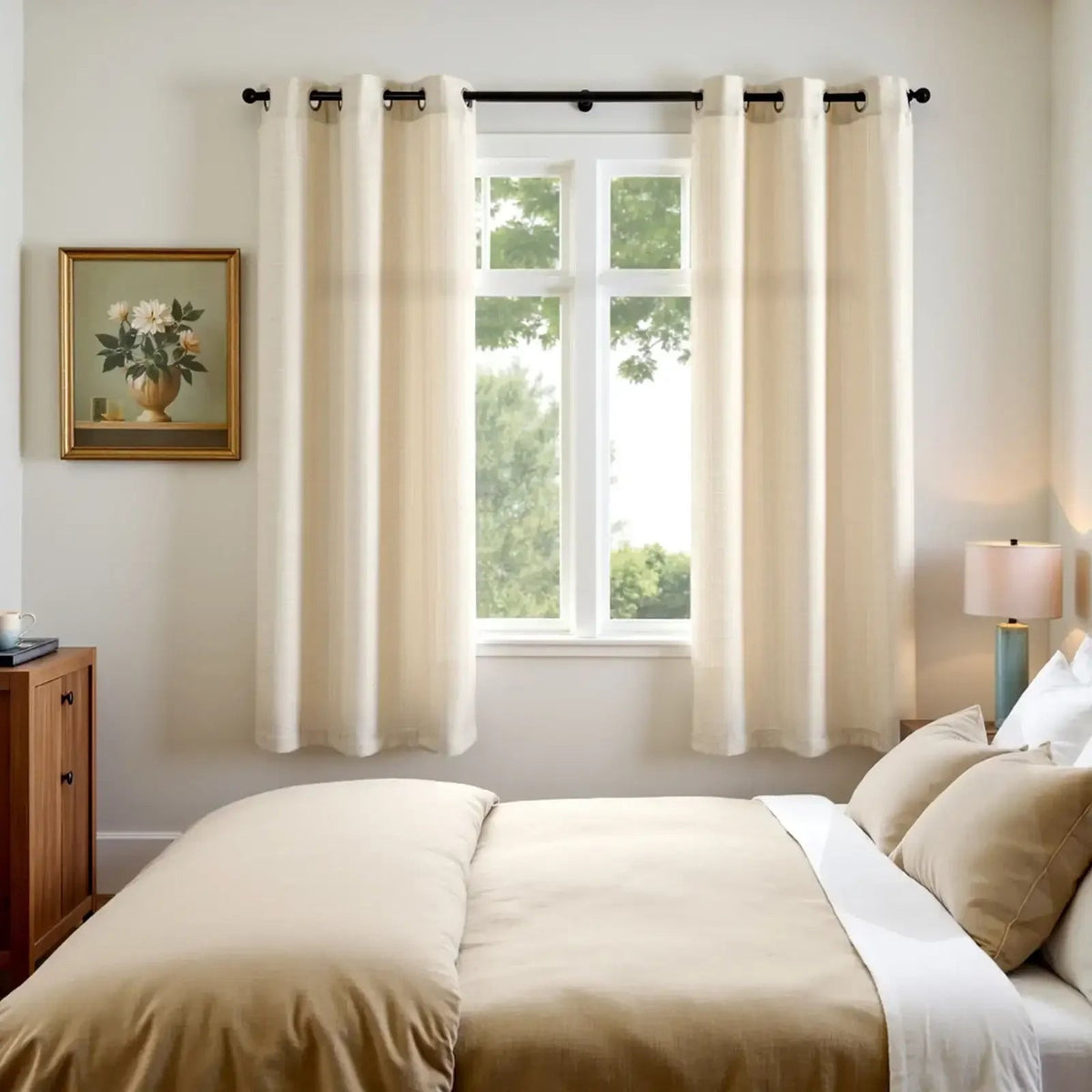 Window Curtain, Solid Linen Textured Grommet Curtains (2, Lightweight Design for Windows, Room Styling and Everyday Privacy image 28