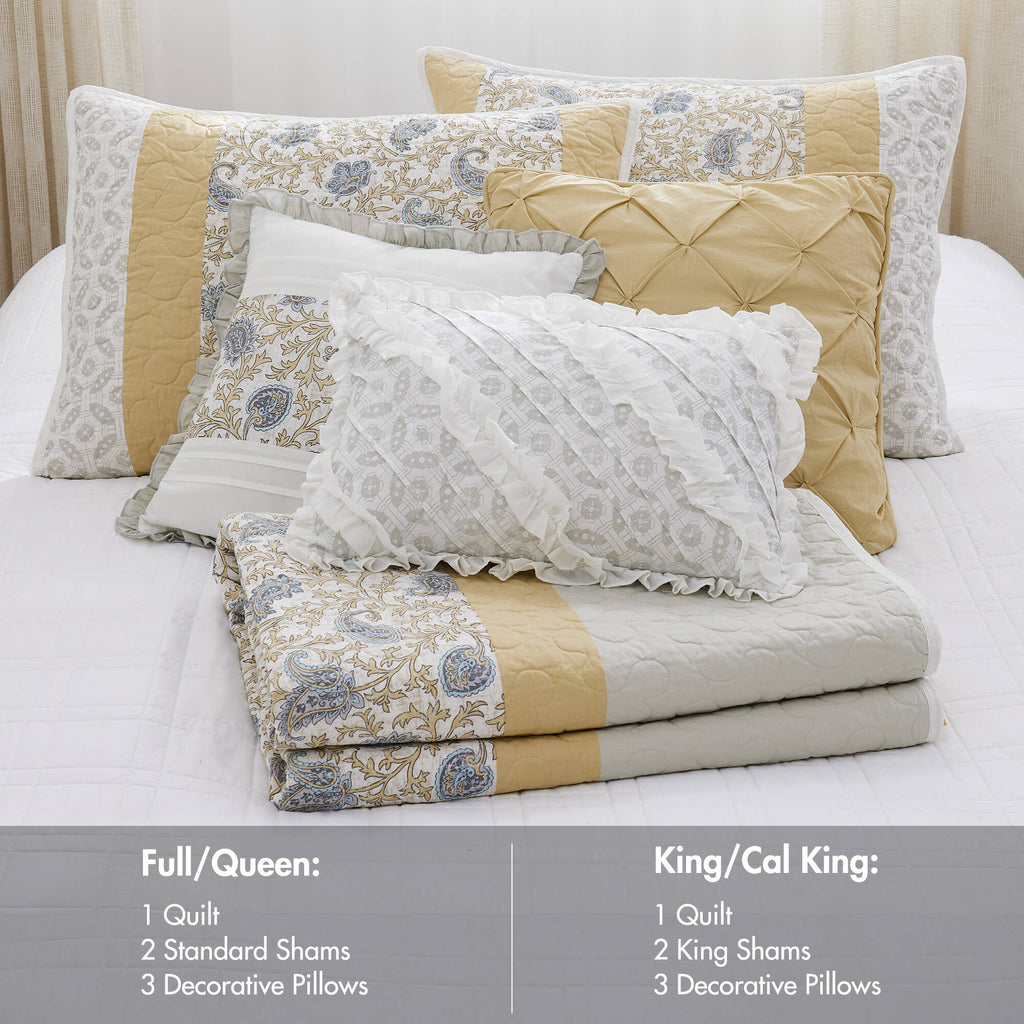 Cozy Throw Blanket, Dawn 6 Piece Cotton Percale Quilt Set, Machine-Washable Care for Sofas, Beds and Relaxing at Home, 2 Sizes and 5 Colors image 28