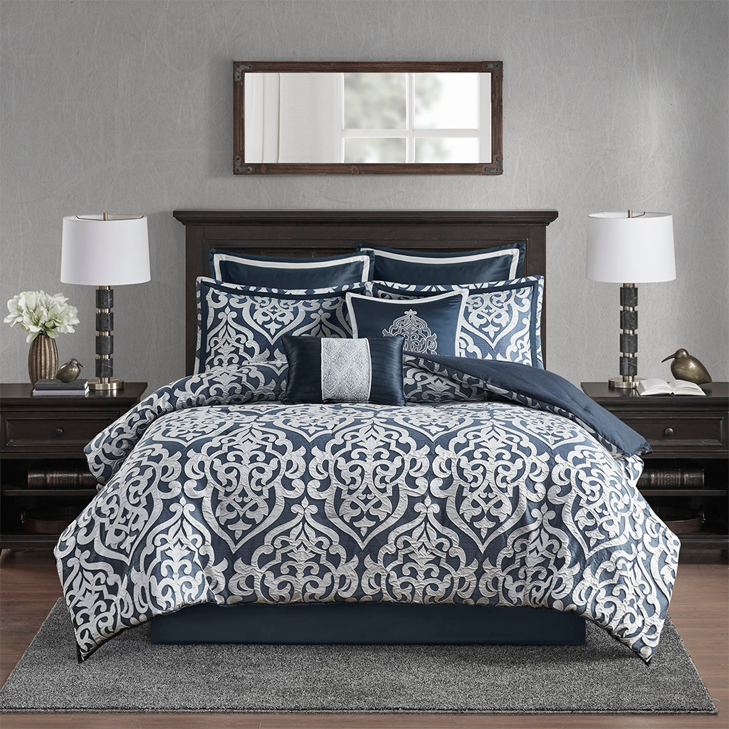 Bed Comforter, Odette 8 Piece Jacquard Set, Machine-Washable Care, Hypoallergenic Comfort for Year-Round Bedroom Comfort and Restful Sleep image 28