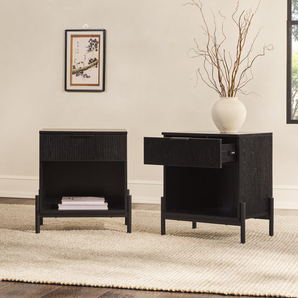 Nightstand, Paris Modern Scandinavian Reeded for Bedside Storage, Bedroom Organization and Guest Rooms, 2 Sizes and 3 Colors image 28