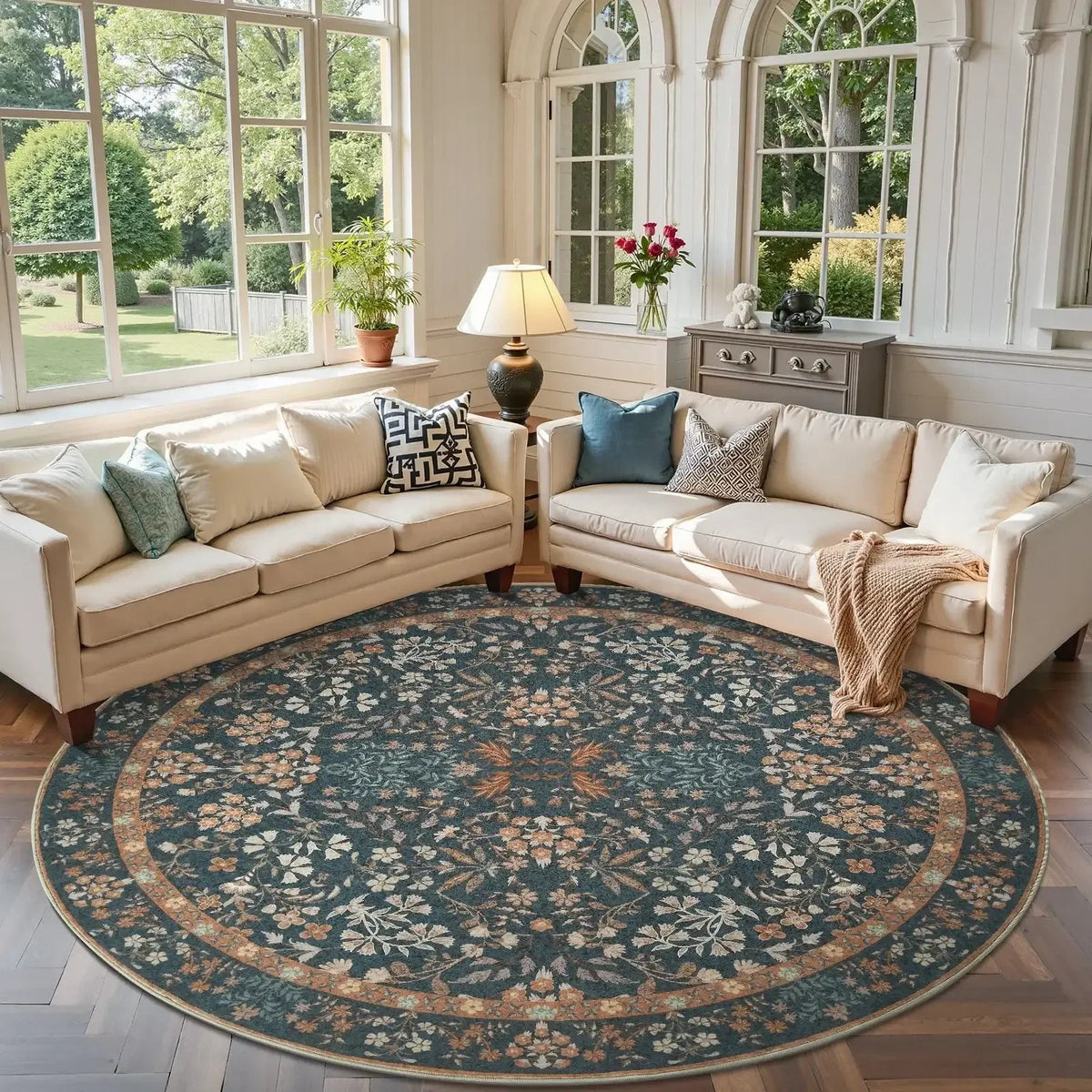 Area Rug, Vintage Foliage Floral, Lightweight Design, Non-Slip Design for Hallways, Dining Spaces and Home Decor, 19 Sizes and 4 Colors image 28