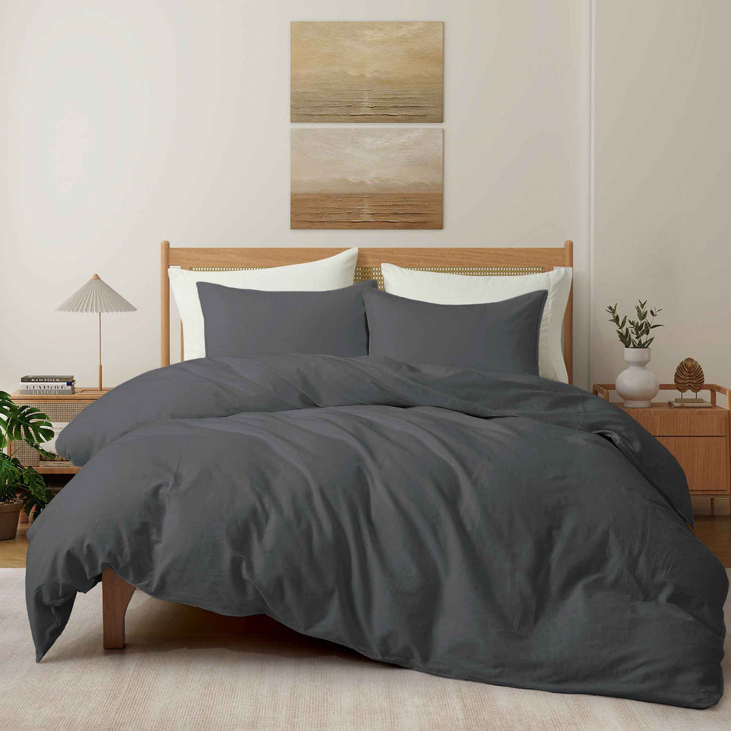 Duvet Cover Set, Linen Cotton Blend, Breathable Construction, Machine-Washable Care for Bedroom Bedding Refresh and Everyday Comfort image 29