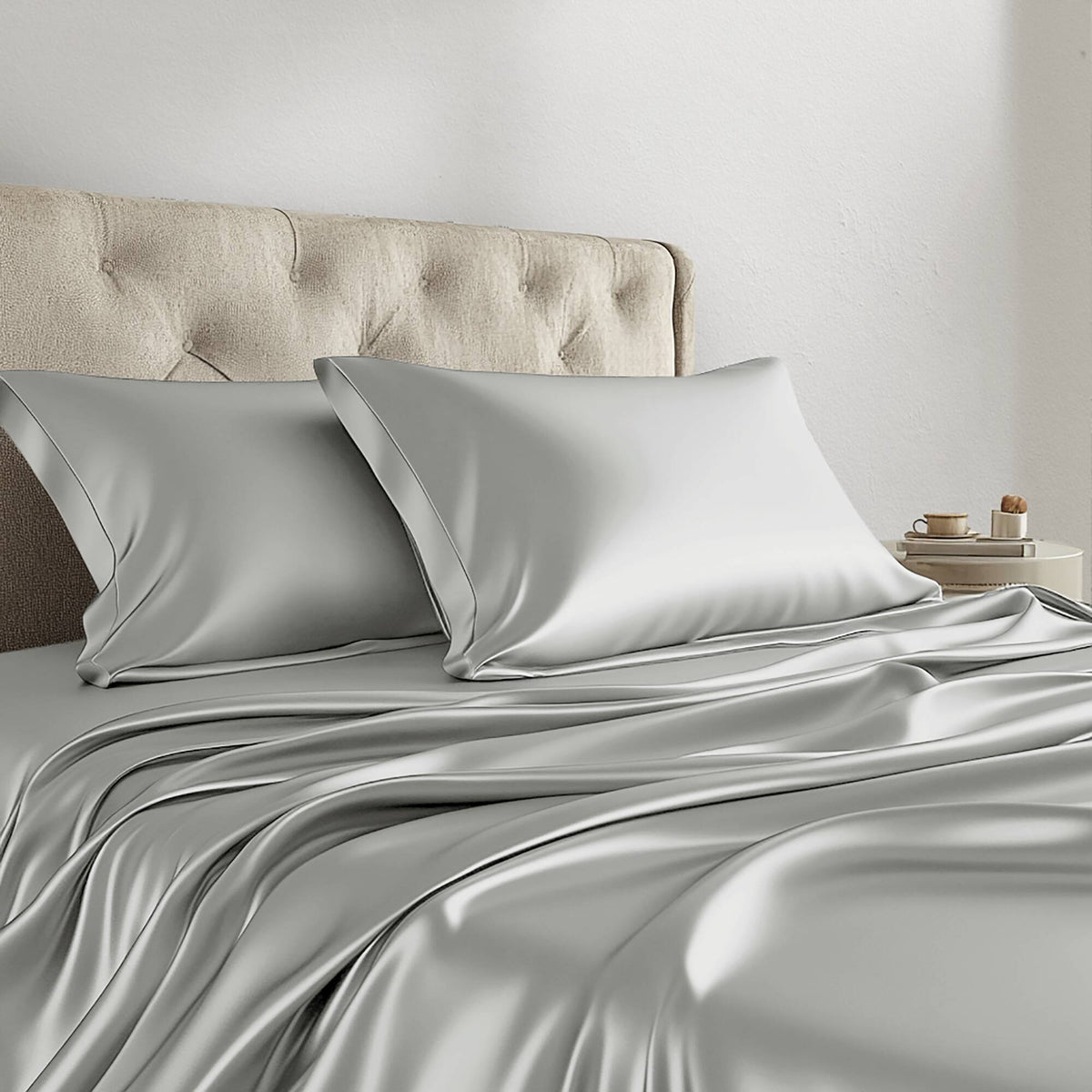 Bed Sheet Set, Satin for Master Bedrooms, Guest Beds and Daily Use, 6 Sizes and 12 Colors, Designed for Everyday Home Use image 29