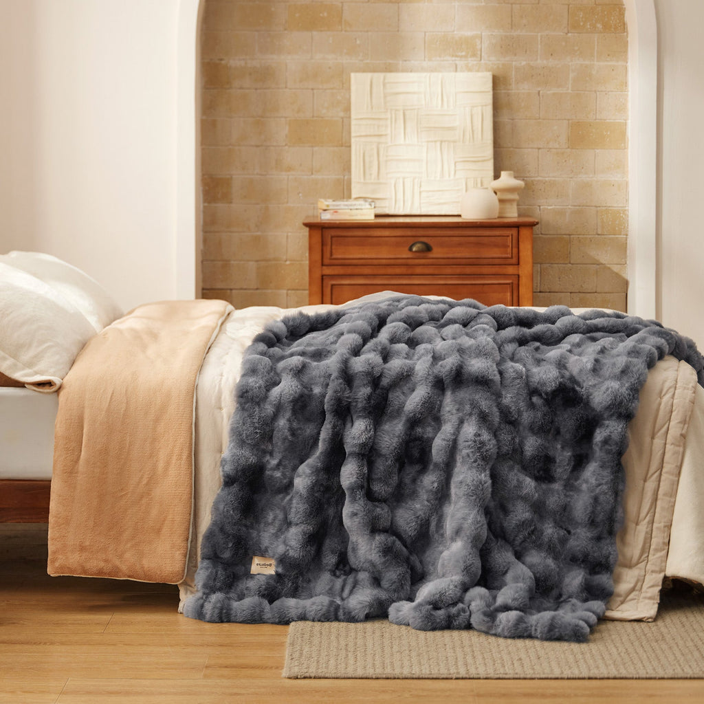 Cozy Throw Blanket, Bubble Faux Fur, Machine-Washable Care for Living Rooms, Bedrooms and Everyday Lounging, 3 Sizes and 11 Colors image 29