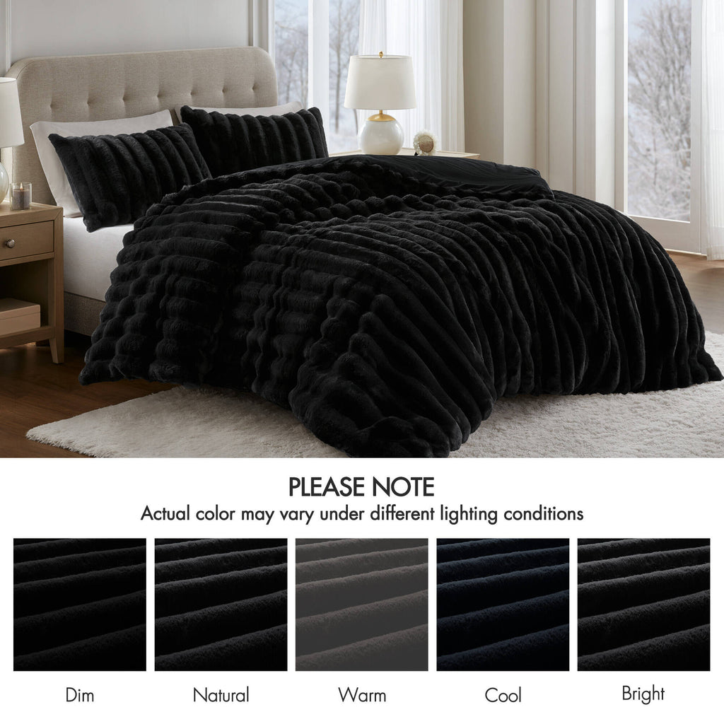 Bed Comforter, Jasmine Ultrasoft Faux Fur Ribbed Set, Lightweight Design for Year-Round Bedroom Comfort and Restful Sleep image 29