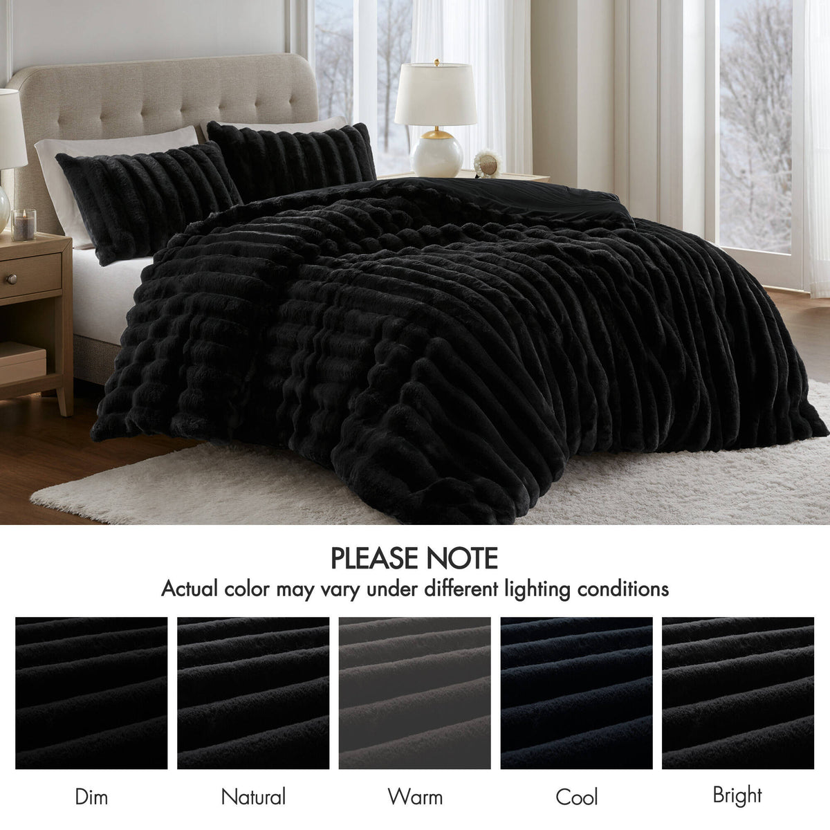 Bed Comforter, Jasmine Ultrasoft Faux Fur Ribbed Set, Lightweight Design for Year-Round Bedroom Comfort and Restful Sleep image 29