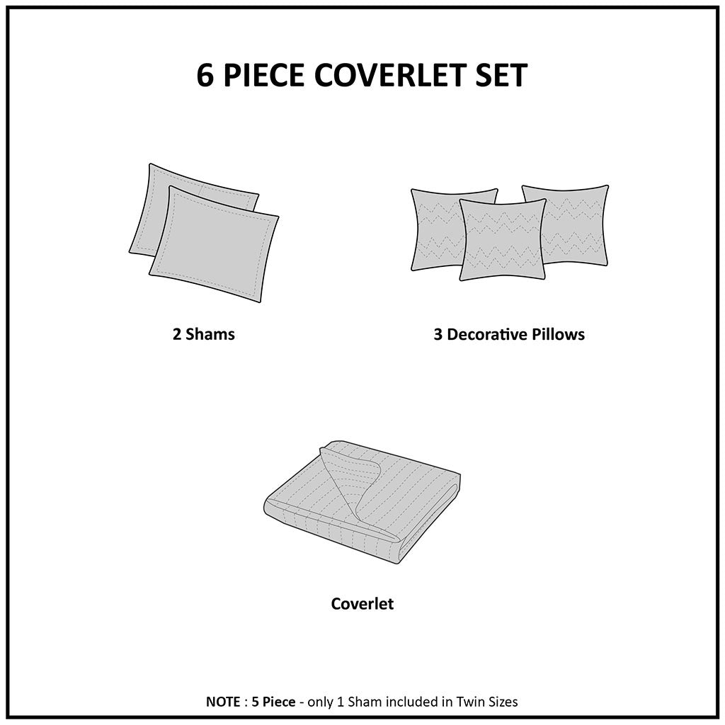 Cozy Throw Blanket, Tangiers 6 Piece Reversible Quilt Set, Machine-Washable Care for Sofas, Beds and Relaxing at Home, 2 Sizes and 2 Colors image 29