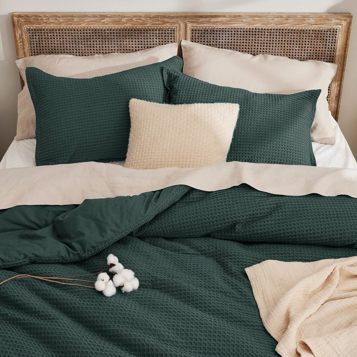 Bed Comforter, Cotton Waffle Weave Set, Breathable Construction for Everyday Bedding and Comfortable Sleep, 5 Sizes and 12 Colors image 30