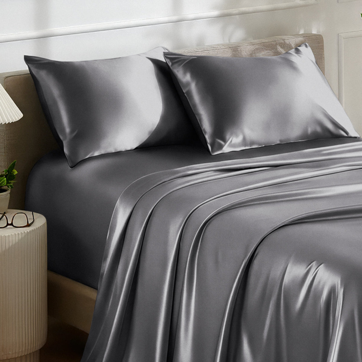 Bed Sheet Set, Satin for Everyday Bedroom Comfort and Guest Rooms, 7 Sizes and 6 Colors, Designed for Everyday Home Use image 30