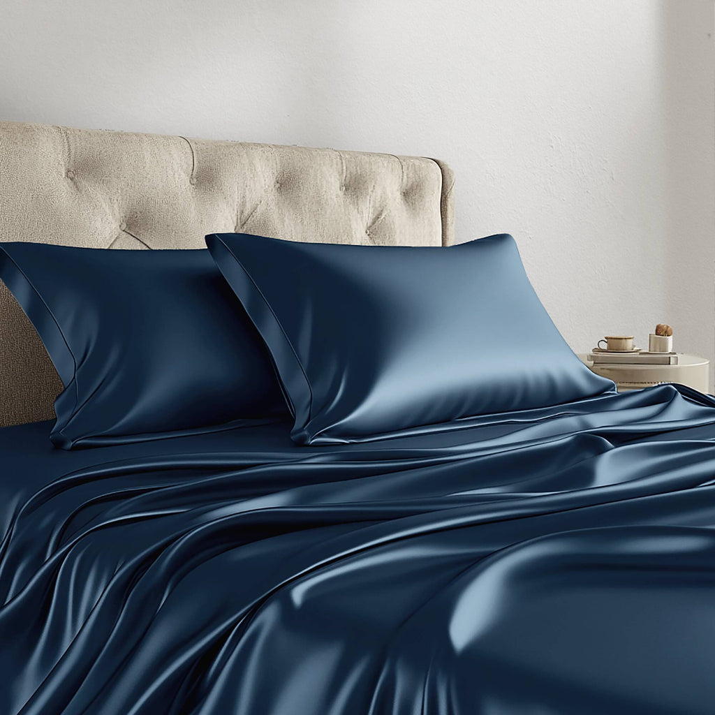 Bed Sheet Set, Satin for Master Bedrooms, Guest Beds and Daily Use, 6 Sizes and 12 Colors, Designed for Everyday Home Use image 30