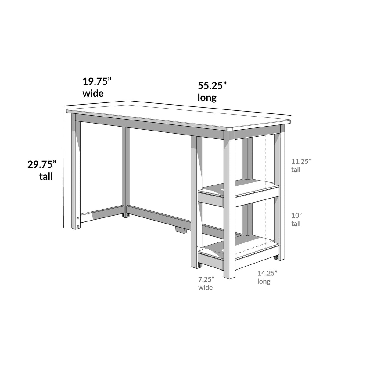 Computer Desk, 55", Solid Wood Construction for Home Offices, Computer Work and Study Spaces, 3 Color Options image 30