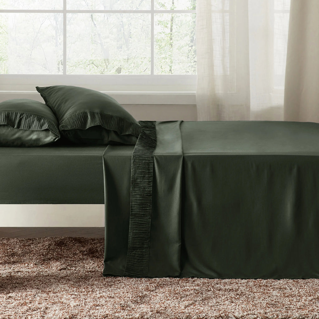Bed Sheet Set, Ruched, Cooling Comfort, Breathable Construction for Master Bedrooms, Guest Beds and Daily Use, 7 Sizes and 14 Colors image 30