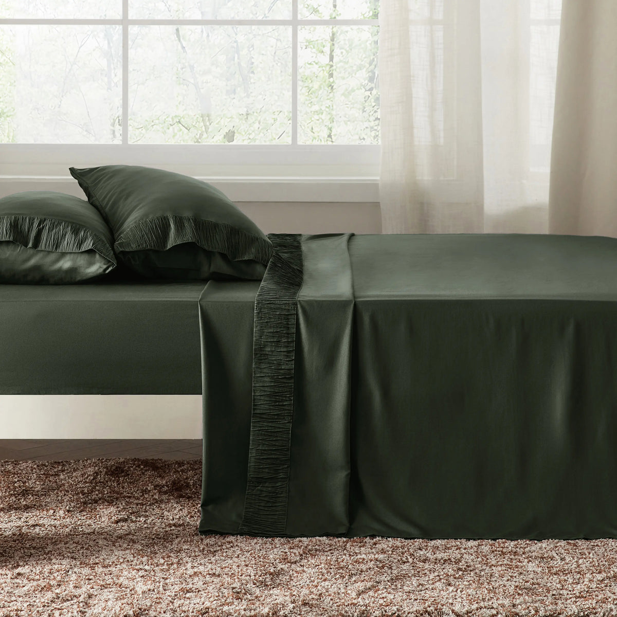 Bed Sheet Set, Ruched, Cooling Comfort, Breathable Construction for Master Bedrooms, Guest Beds and Daily Use, 7 Sizes and 14 Colors image 30