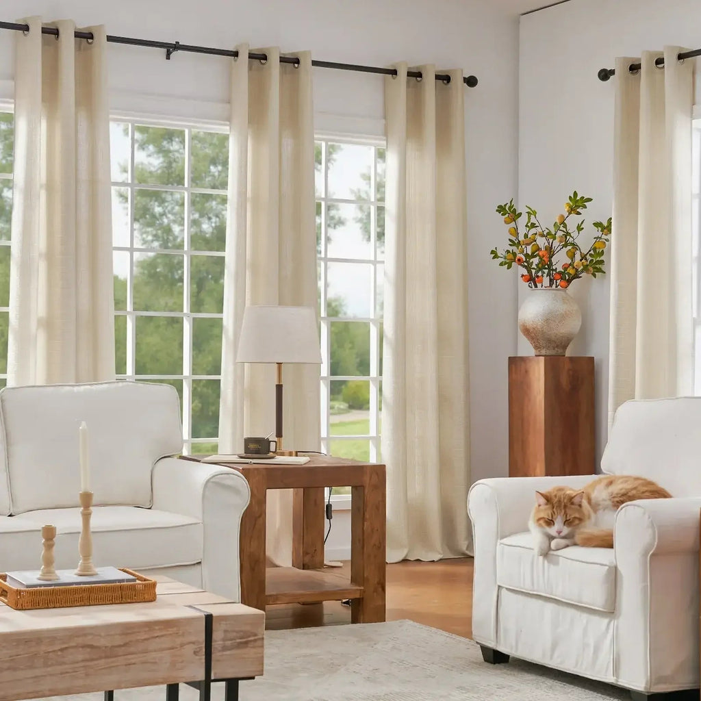 Window Curtain, Solid Linen Textured Grommet Curtains (2, Lightweight Design for Windows, Room Styling and Everyday Privacy image 30