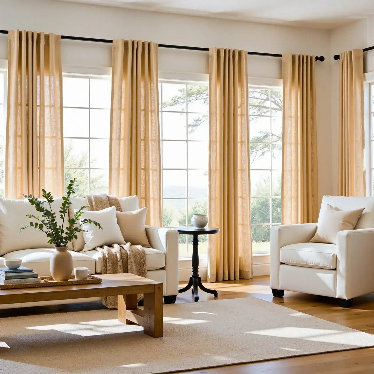 Window Curtain, Solid Linen Blend 3 in 1 Curtains (2 Panels), Lightweight Design for Bedrooms, Living Rooms and Home Privacy image 30
