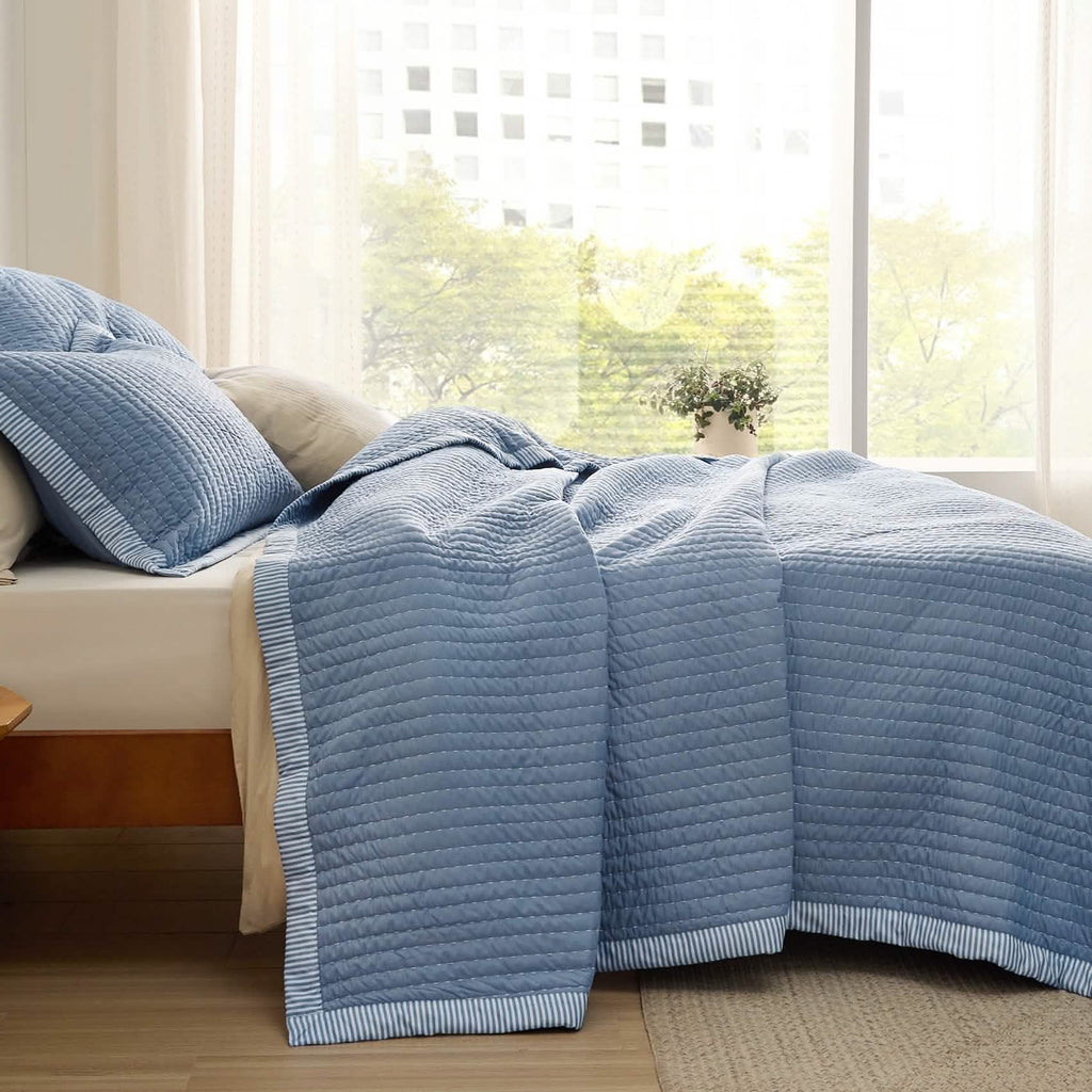 Cozy Throw Blanket, Corduroy Pattern Quilt Set, Breathable Construction for Living Rooms, Bedrooms and Everyday Lounging image 30