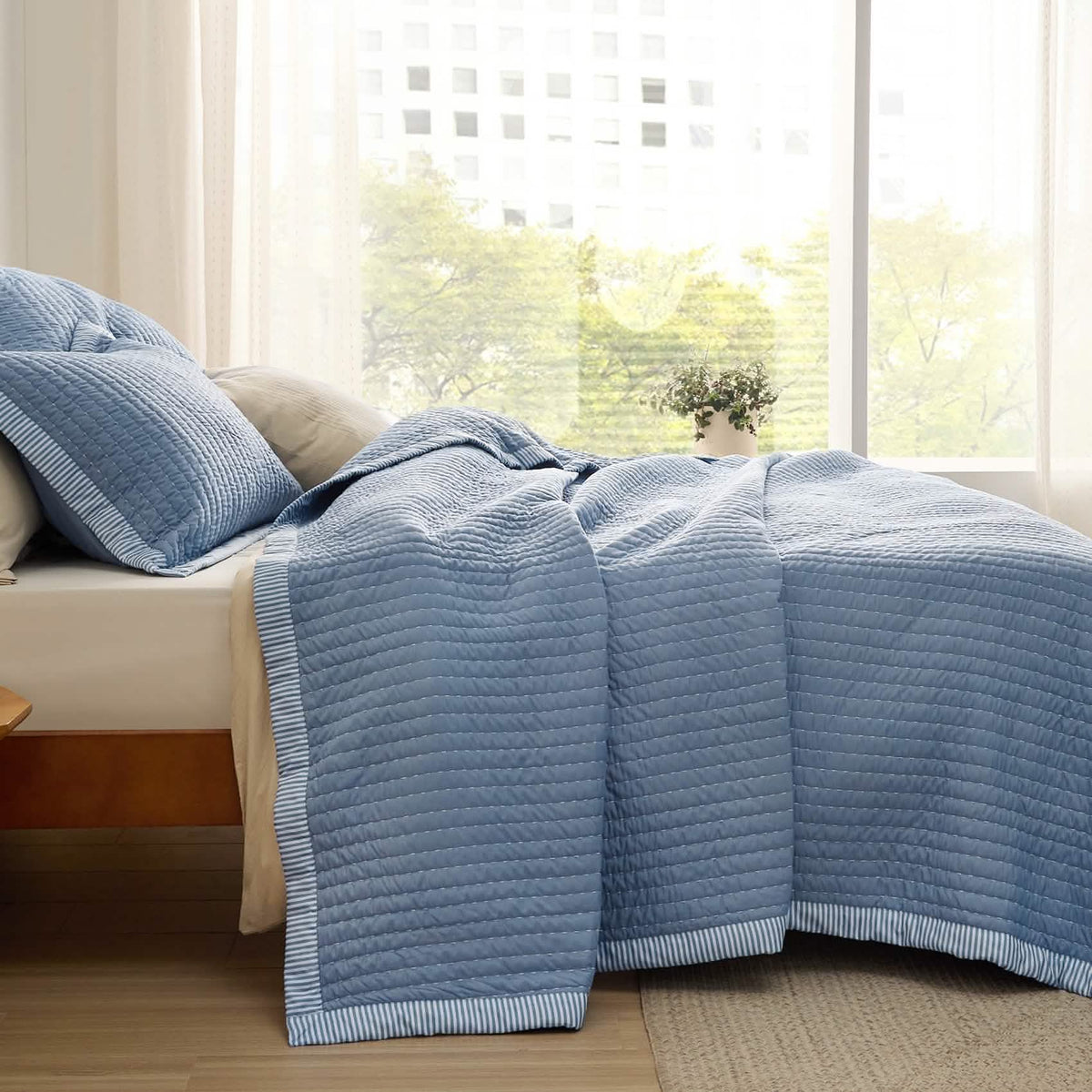 Cozy Throw Blanket, Corduroy Pattern Quilt Set, Breathable Construction for Living Rooms, Bedrooms and Everyday Lounging image 30