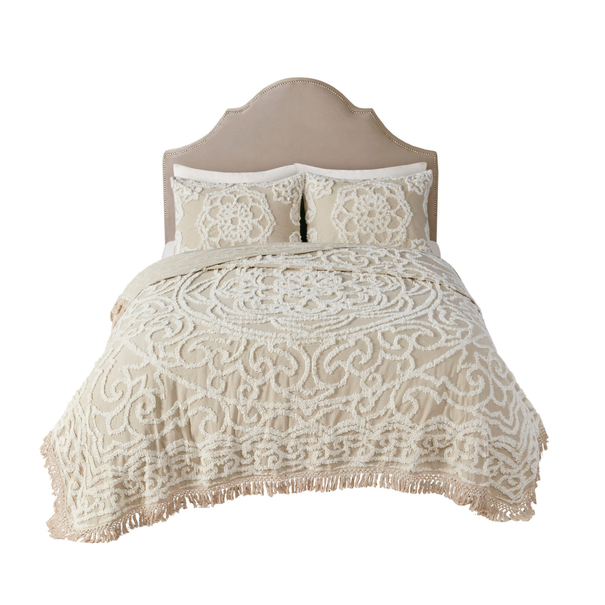 Bed Quilt, Laetitia Tufted Cotton Chenille Medallion, Machine-Washable Care for Bedroom Layering and Everyday Bedding, 3 Size Options image 31