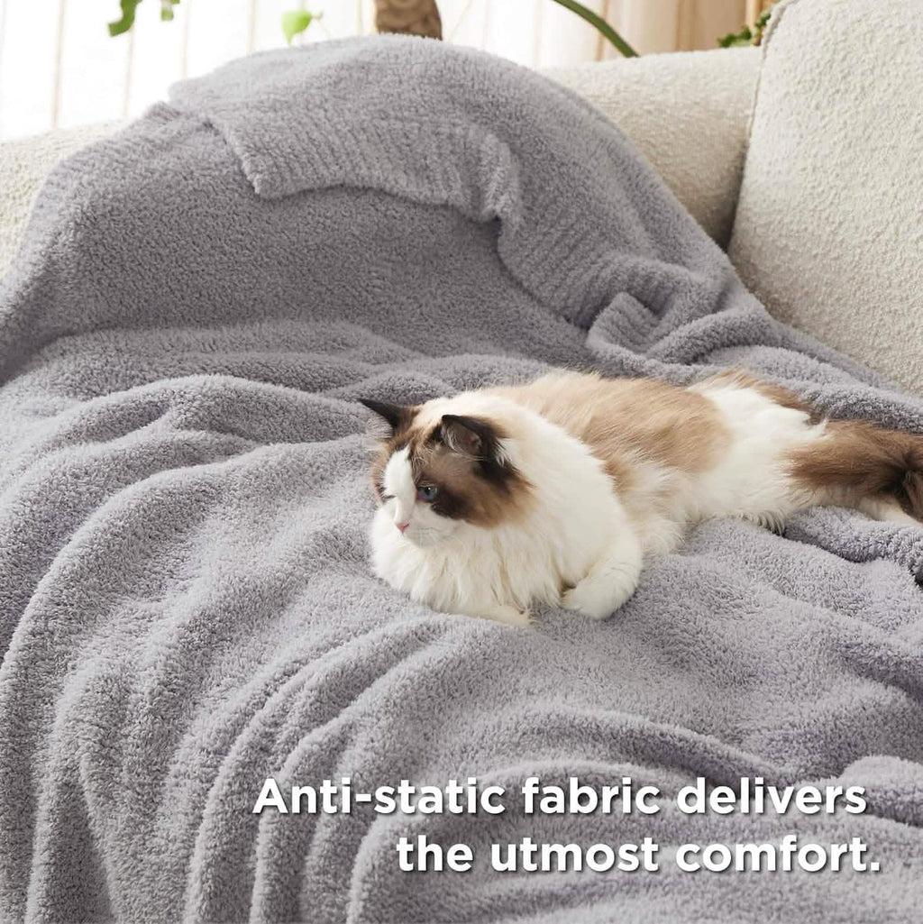 Cozy Throw Blanket, Feather Yarn, Lightweight Design, Machine-Washable Care for Sofas, Beds and Relaxing at Home, 2 Sizes and 12 Colors image 31