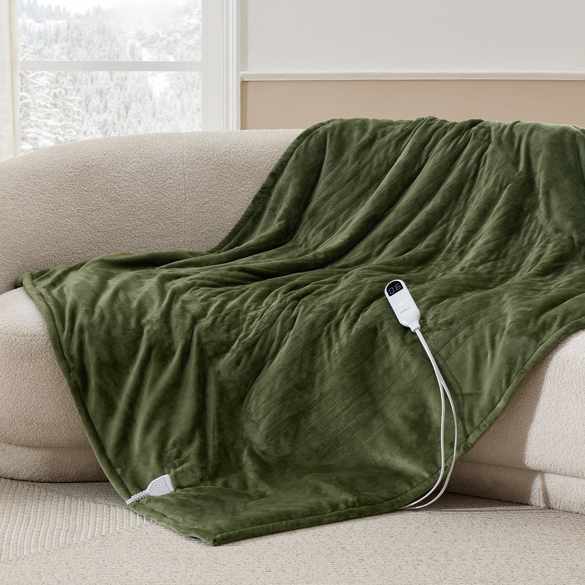 Cozy Throw Blanket, Solid Flannel Heated for Sofas, Beds and Relaxing at Home, 5 Sizes and 11 Colors image 31